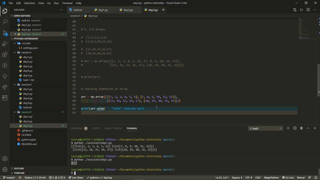 Day 3 Session 3: Introduction to NumPy in python | What is multi dimensional array?