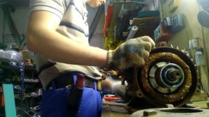 ПОДКЛЮЧЕНИЕ ЭЛ.ДВИГАТЕЛЯ 380 на 220 ЧЕРЕЗ КОНДЕНСАТОРЫ. ЗАМЕНА ПОДШИПНИКОВ.