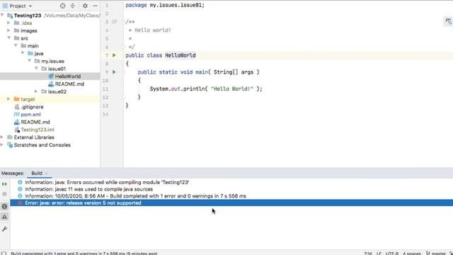 Error:java: Error: Release Version 5 Not Supported