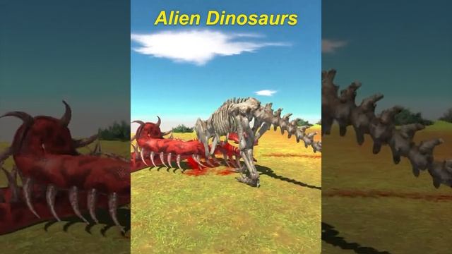 Skeleton T-rex vs Titanoboa Alien Dinosaurus Animal Revolt Battle Simulator #Shorts