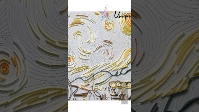The Starry Night Quilling Paper Filigree Painting Uniquilling