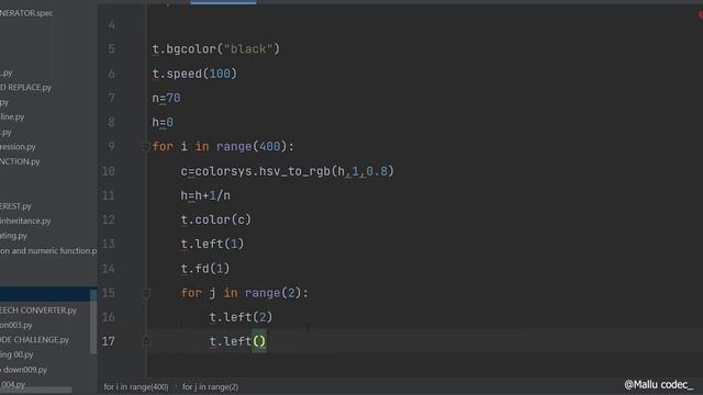 RGB circle design with python turtle wide screen sequence/python turtle/Mallu codec