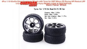 Free Shipping  4Pcs 1:10 65x45x12mm Aluminium Wheels with Tyres for HSP Wltoys ZD Racing HPI Redcat