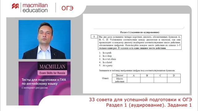 Видеосовет 2: Раздел 1 (аудирование). Задание 1 смотреть онлайн