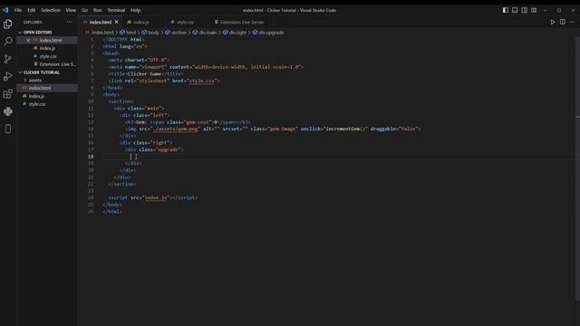 Build an incremental CLICKER game with vanilla HTML, CSS and JS.