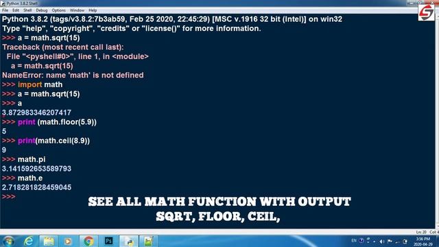 #17 How to use Math Functions and Importing Math Module in Python - Python Tutorial for Beginners