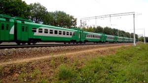 В серебристо-зелёном окрасе. Электропоезд ЭД4М-0500 (ЦППК) следует резервом.