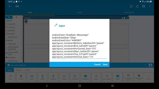 Gradlient Messenger - 2 урок - фон, текст, кнопки цвет смотреть онлайн