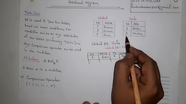 Lec: 48 | Theta Join | Inner Join | Relational Algebra | DBMS | Bangla Tutorial