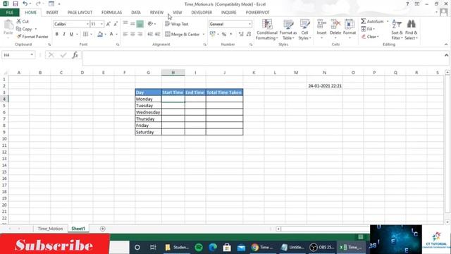 Time & Motion Tracker in Excel- Step by Step | Recording the Time to Complete a Task using Excel