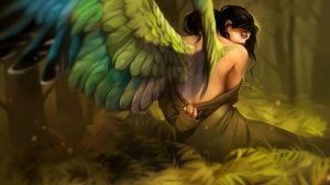 Сидящая Девушка с Ангельскими Крыльями – Живые Обои
