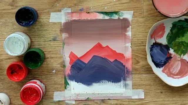 Горы Пейзаж Как нарисовать пейзаж гуашью легко красиво / How to draw a mountain landscape смотреть онлайн