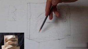 Губы Давида. Построение карандашом поэтапно.