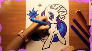 Раскраска - Рисуем Пони Рарити (Rarity My Little Pony coloring page)