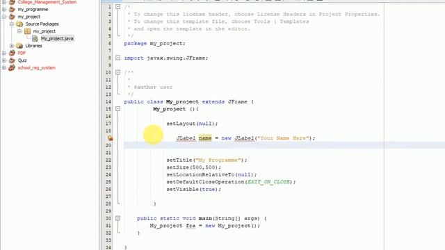 Making a frame, label, text field and button Using Java смотреть онлайн
