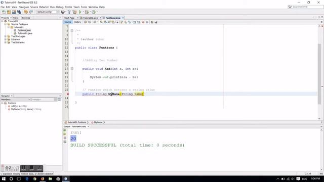 functions in java classes and variables