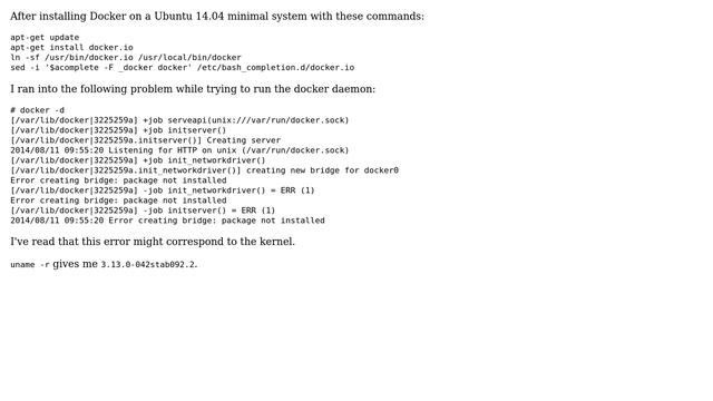 Unix & Linux: Docker error creating bridge смотреть онлайн