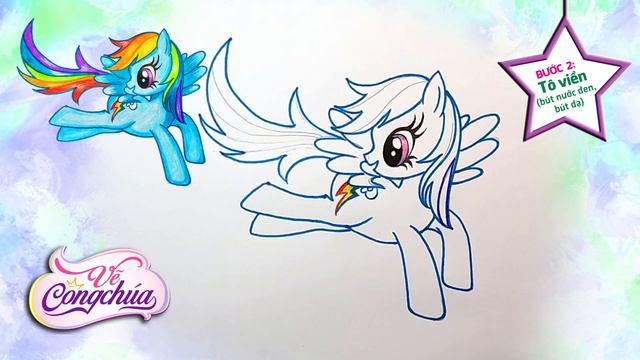 Hướng dẫn Vẽ Pony Cầu Vồng Trong Phim hoạt hình My Little Pony (Rainbow Dash Pony)