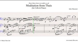 Jules Massenet: Meditation from Thais - cello & piano sheet music scroll