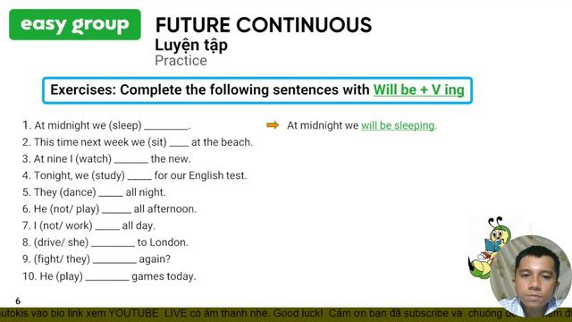 Future continuous tense - Learn on easy class #369TUS
