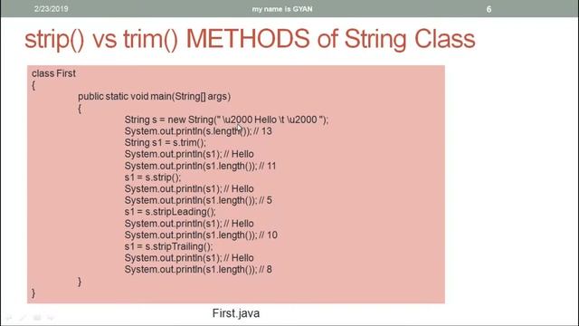 String API in Java #57 strip(), stripLeading(), stripTrailing() |trim() vs strip() Methods |Java 11