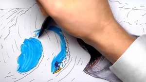 Drawing and Coloring The Megalodon VS Surfer - Giant Shark Color Pages For Children - Draw Monster