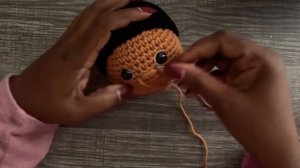 How to crochet a 12” ballerina doll part Three ( wig cap, nose, lashes & attaching the head)