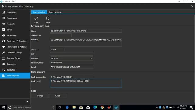 Aronium how to add company details and how bill are looked | wp online services смотреть онлайн