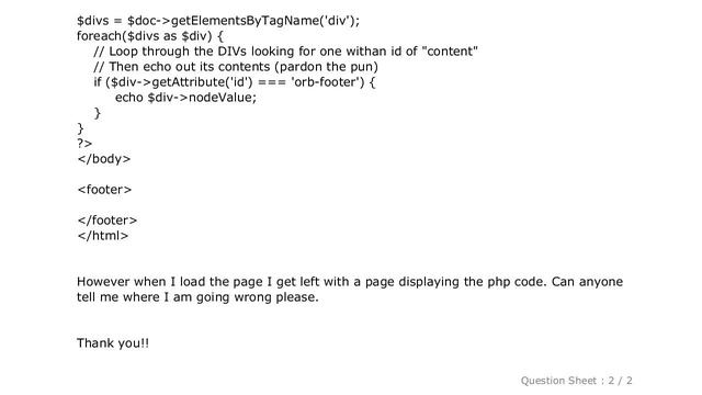 HTML : PHP to Parse a HTML page and output a certain div