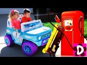 БЕНЗИН ЗАКОНЧИЛСЯ!!! Дети Едут на Заправку и в Магазин Много сладостей и Конфеты Видео для Детей