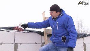 Прогрев бетона зимой ПНСВ кабелем. Заливка армопояса.