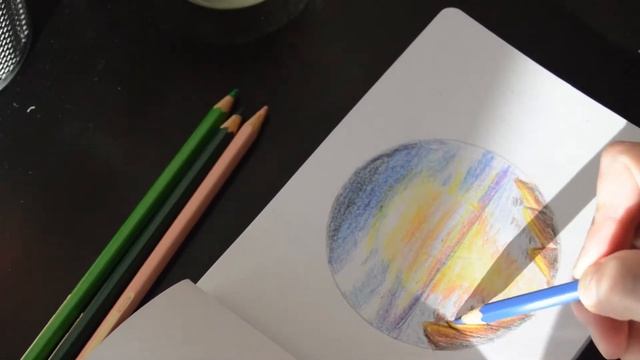 Как рисовать ЛУНУ и МОРЕ | цветные карандаши