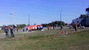 Тушение противня огнетушителем