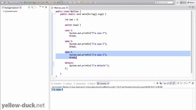 Конструкция ветвления "switch (case)" в Java. Оператор break.