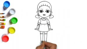Кукла из игры в кальмара рисунок для срисовки легко поэтапно рисуем персонажа из сериала 오징어게임