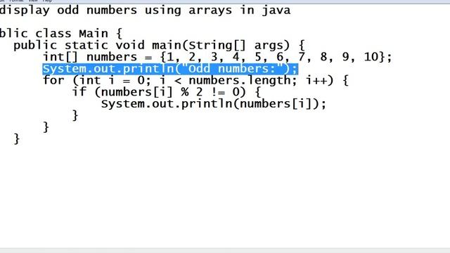 Display Odd numbers Using Arrays in Java смотреть онлайн