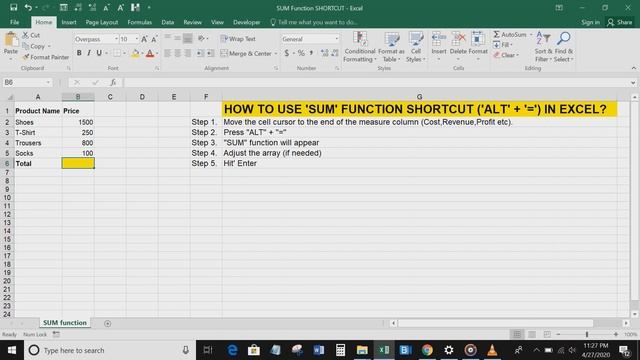 Excel - SUM Function Shortcut смотреть онлайн