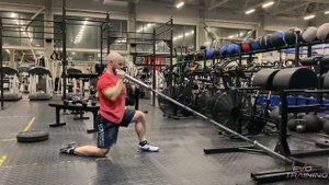 Жим лэндмайн на колене с дотягиванием