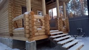 Баня 6х4 из оцилиндрованного бревна