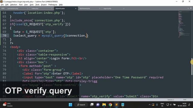 Login with OTP in PHP || OTP validity feature in PHP login with source code