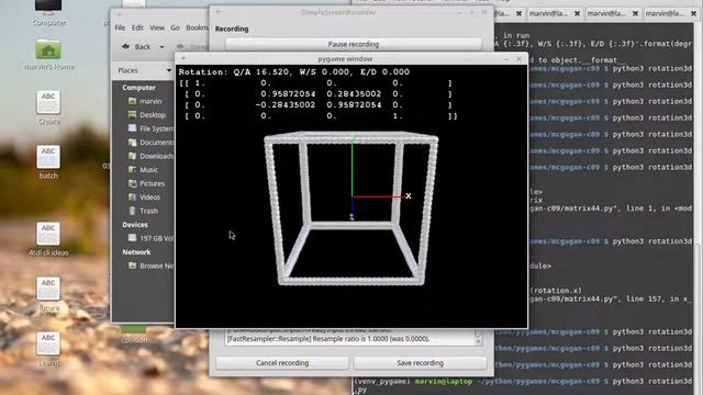 Pygame 3D rendering and matrix rotation demo (No OpenGL) смотреть онлайн