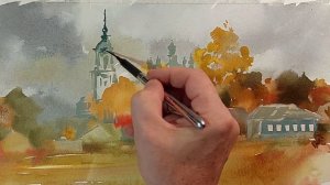 Осенняя история, рисуем акварелью