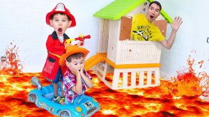 The Floor is Lava. Boys rescuing Dad.