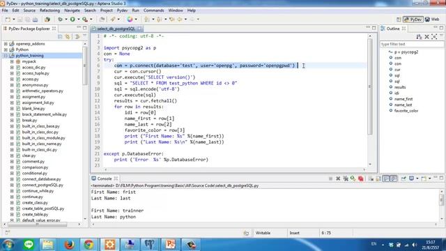 สอนไพทอน บทที่ 39 (-) แสดงผลจากตารางในฐานข้อมูล PostgreSQL SELECT Table смотреть онлайн