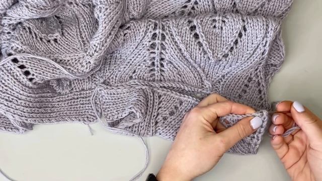 Кардиган спицами ажурным узором ?Листья? на весну!Мастер-класс