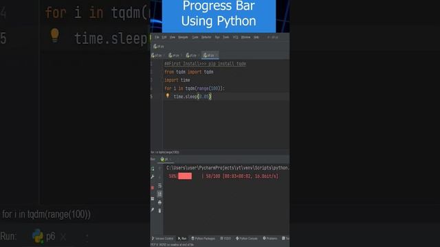 Progress Bar Using Python #coding #python #programming @codewithssquare