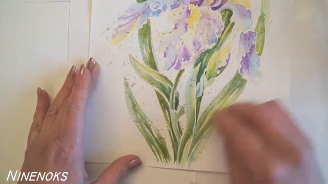 Как ПРОСТО рисовать ЦВЕТЫ АКВАРЕЛЬЮ. ИРИС. Подарок на 8 марта. смотреть онлайн