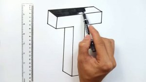 How to draw the letter T in 3D easy  | Easy Drawing Tutorial