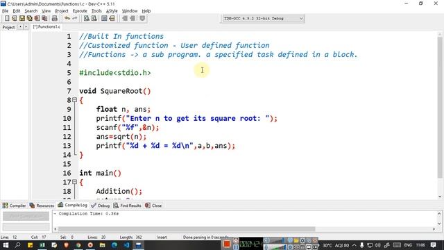 C Programming - Library Functions or Built In functions in C.