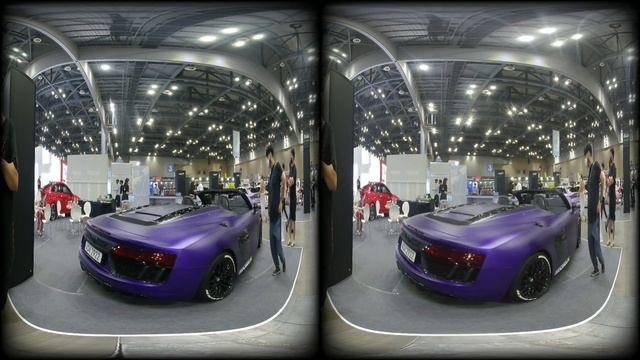 Audi R8 Velvet Purple performance Spyder 2dr Convertible in Auto Show 3D 180VR 4K